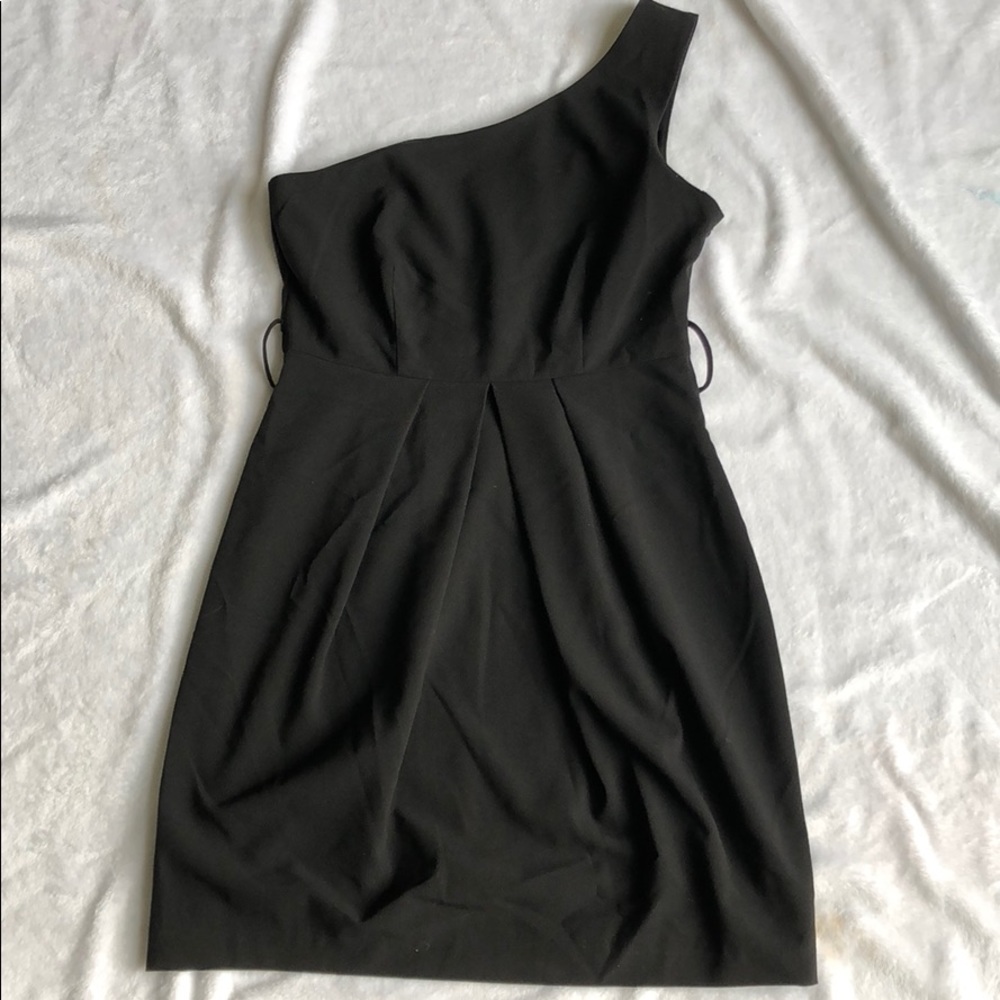 Black one shoulder dress with belt loops